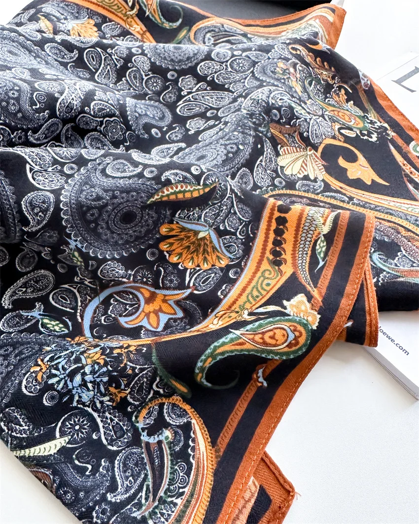 65*65cm Frauen Retro Paisley Druck Baumwolle Fühlen Sich Weich Foulard Bandana Kopftuch Frühling Herbst Warme Wraps Mode Dekoration schals – Detail 11