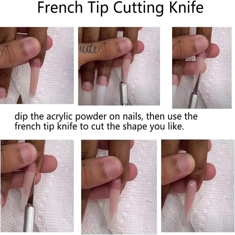 French Cutter For Nails Set, French Tip Cutter Edge Trimmer, Smile Line Acrylic V Cut Nail With Brush 5