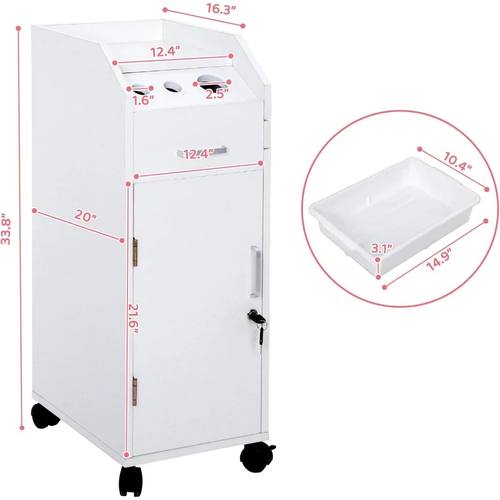 Description Picture 3 of itemHair Salon Storage Cart with Wheels & 3 Hair Dryer Holders, Hairdressing Tools Station Mobile Makeup Case, Salon Trolley