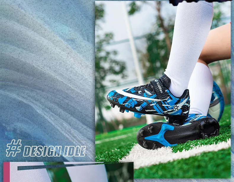 Description Picture 4 of itemHot Sale Cheap Pink Women Football Shoes Non-slip Outdoor Turf Soccer Shoes For Children Low Hook and Loop Kid Futsal Sneakers