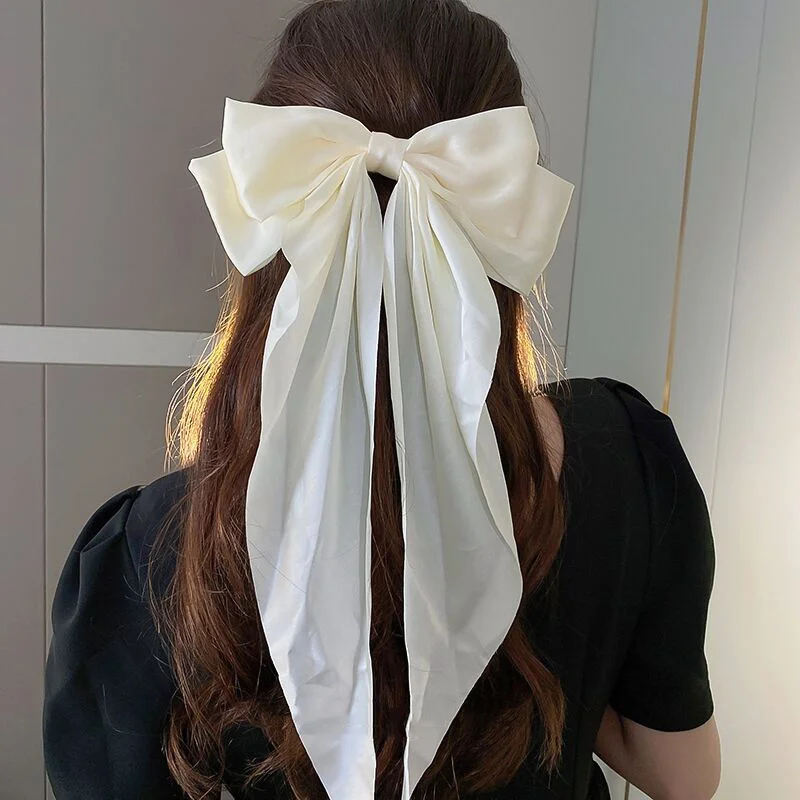 Elegant Solid Color Bow Hair Clip - Stylish Ribbon Accessory