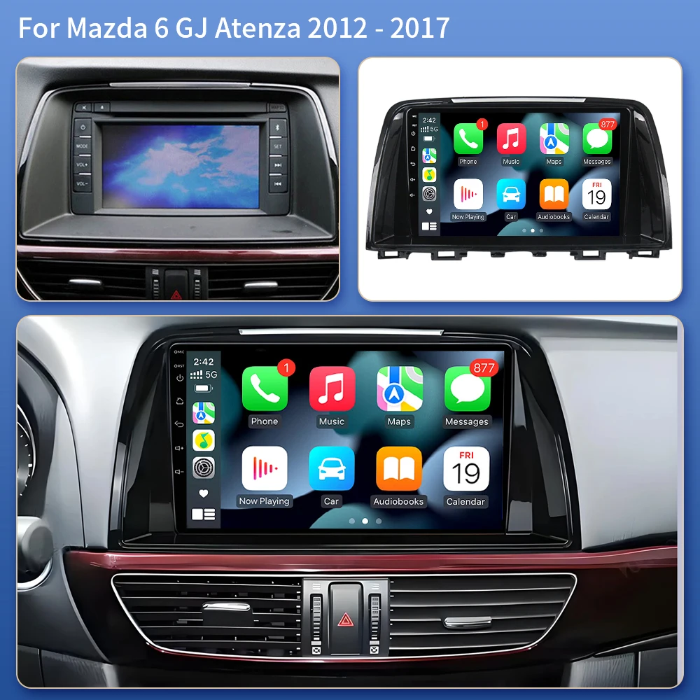 Per Mazda 6 GJ Atenza 2012 2013 2014 2015 2016 2017 Android 16 Carplay Auto Car multimedia Autoradio Lettore video GPS Navigazione - immagine 2