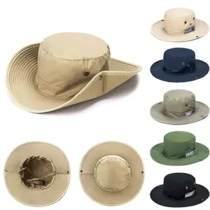 Solid Color Summer Bucket Hat Beach Sun Visor Wide Brim Men Sunscreen Cap UV Protection Breathable Fisherman Hat