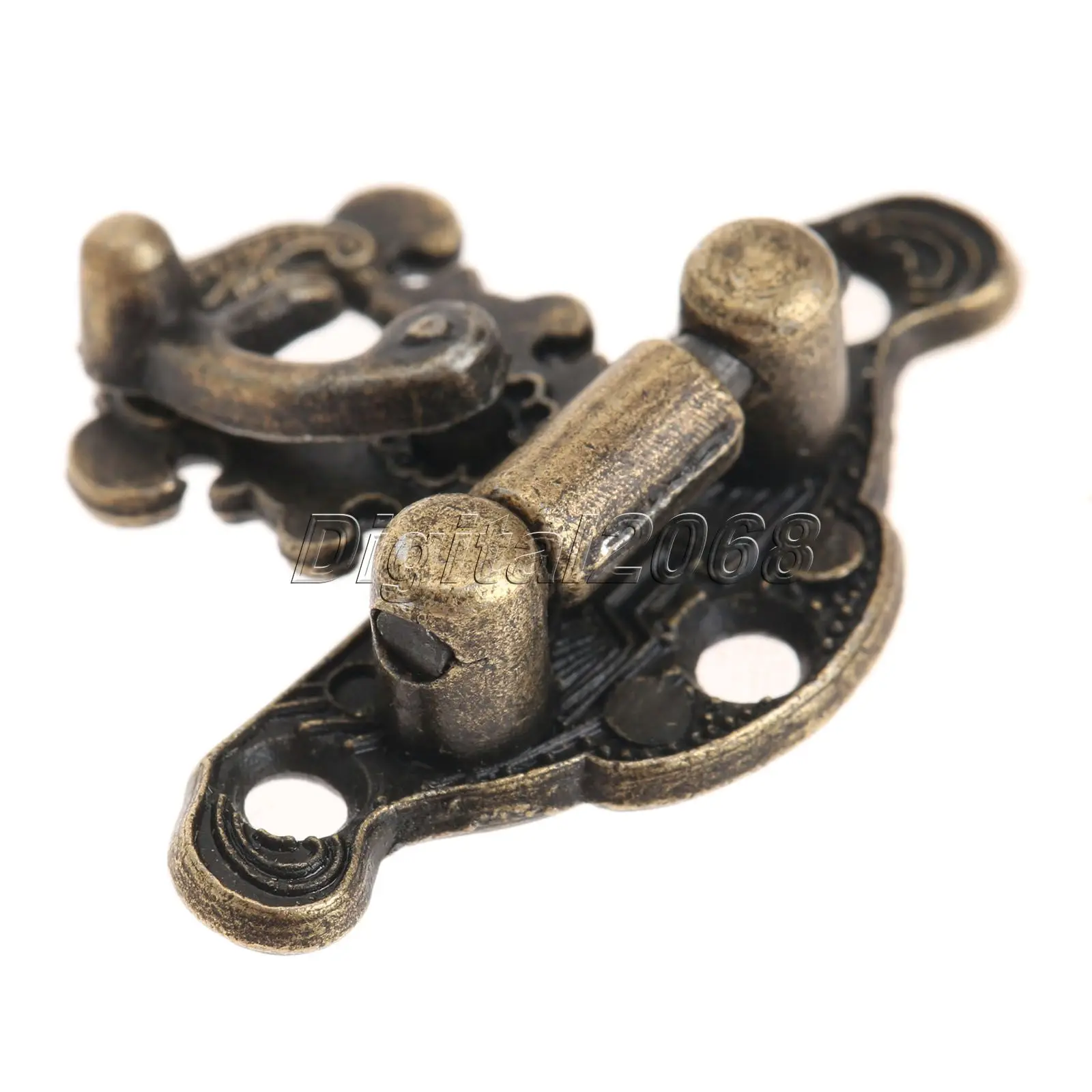 12Pcs Antique Bronze Latches Catches Hasps Clasp Catches Lock Decorative Jewelry Wine Wooden Box Case Hooks with screws 28x23mm