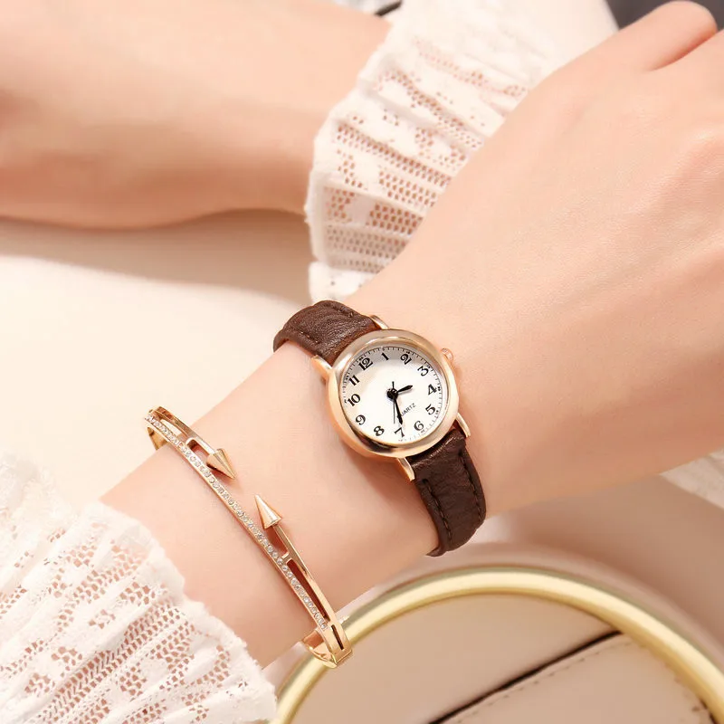 

2024 Exquisite Little Ladies Dress Watch Retro Leather Female Clock Brand Woman Fashion Mini Design WristWatch Часы