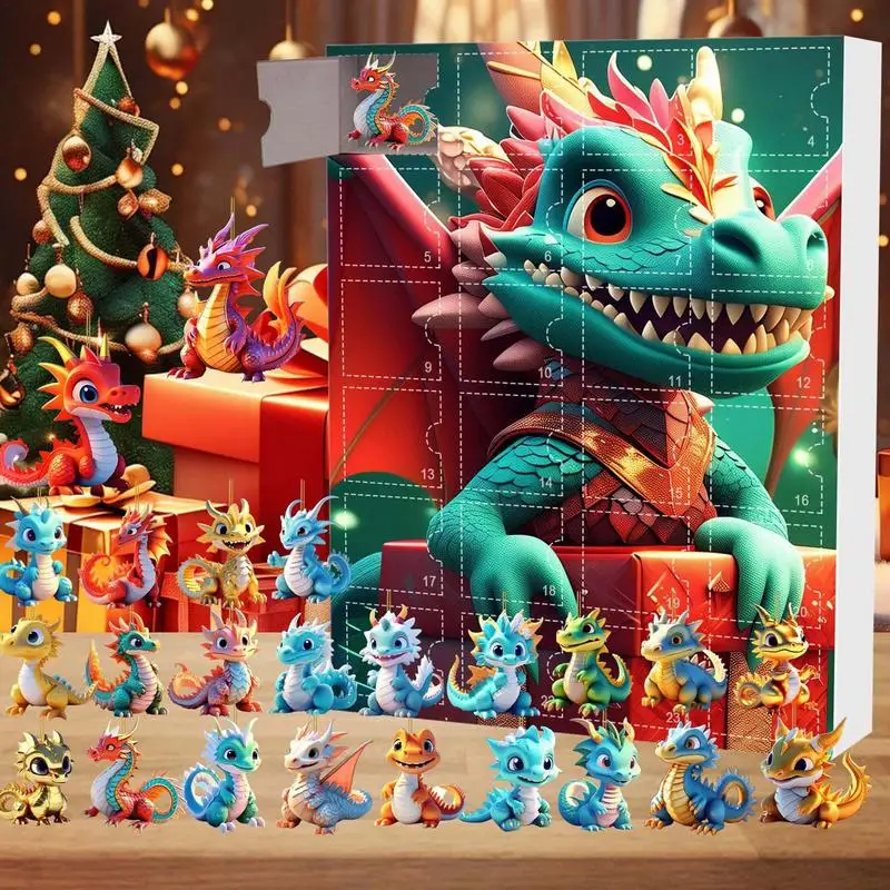 Dragon Christmas Advent Calendar Acrylic Dinosaur Pendant Toy 24 Days Of Vacation Advent Calendar For Car Christmas Tree Decor christmas countdown calendar,christmas advent calendar
