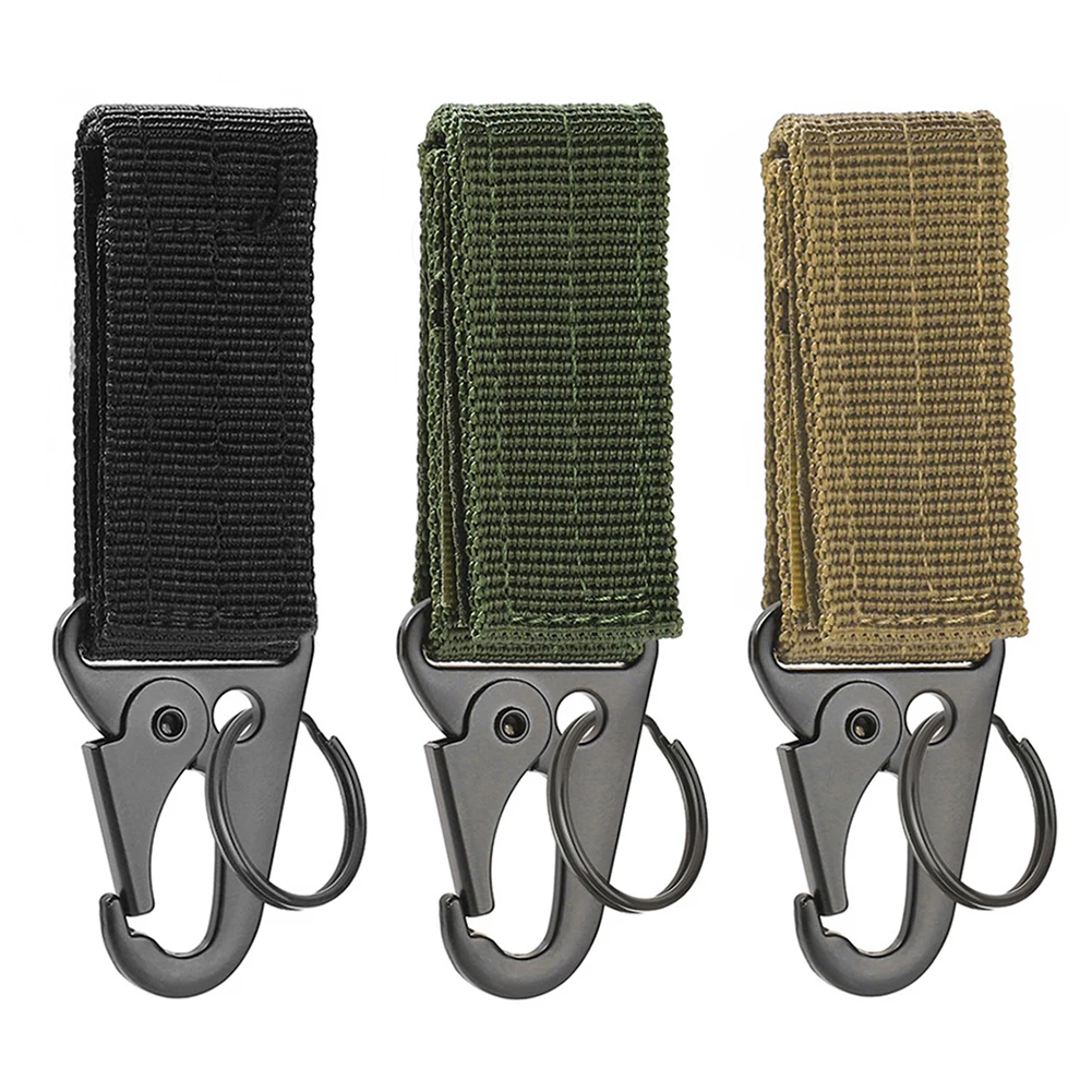 Outdoor Carabiner Keychain Hanger Webbing Buckle Molle Belt Keys Hook EDC Gear Sticker Climbing Mountaineering Tool