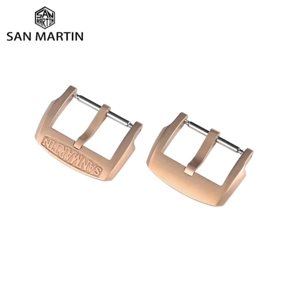 Watch Buckle Clasp Watch Buckle San Martin Logo Bronze Pin Buckles 18mm 20mm 22mm For Strap Sterile Boucle Fibbia Orologio Brushed Durable DIY