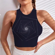 2024 Print Short Sleeveless O-Neck Fitted Vest Printed Express Deep Conception