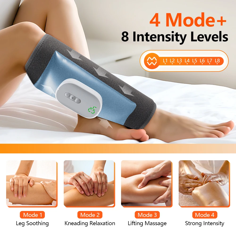 New 4 Mode Wireless Air Pressure Calf Massager Electric Airbag Compresstion Foot Leg Massage Calf Muscle Relax Blood Circulation