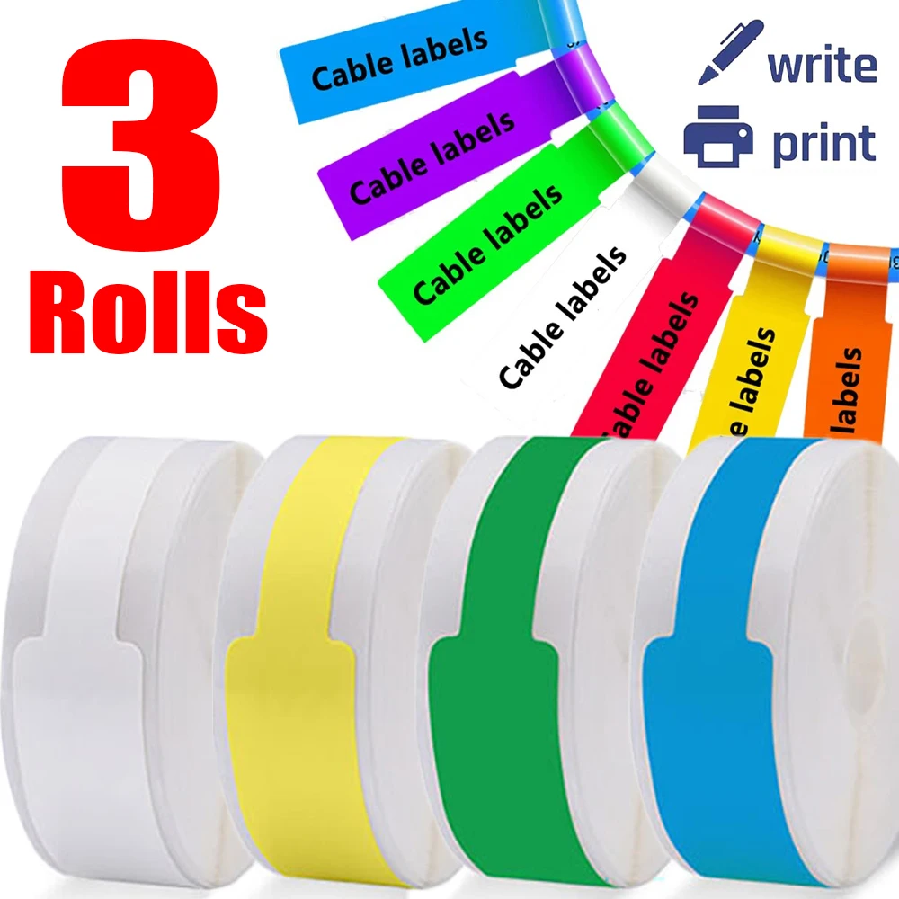 자체 접착 방수 케이블 태그, 인쇄 가능한 와이어 식별 라벨, Pinter 네트워크 케이블 관리 마킹 스티커 