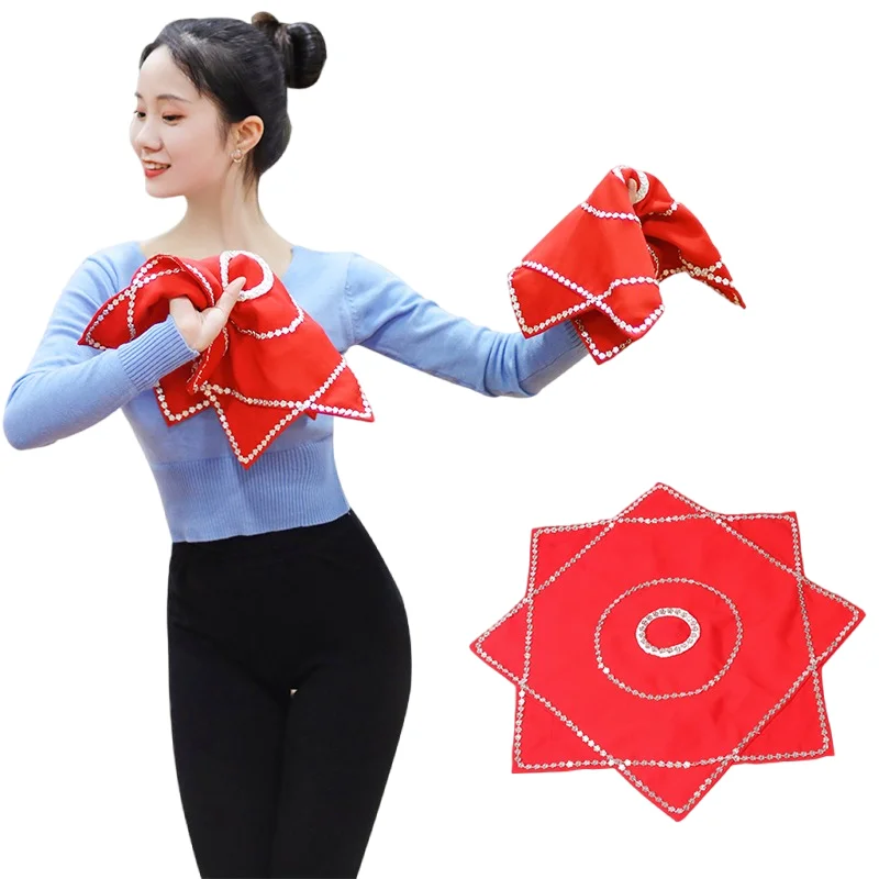 2pcs Northeast Yangko Octagonal Towel Genre of Song-and-Dance Duet Props Adults Square Folk Dance Costume Accessory Handkerchief