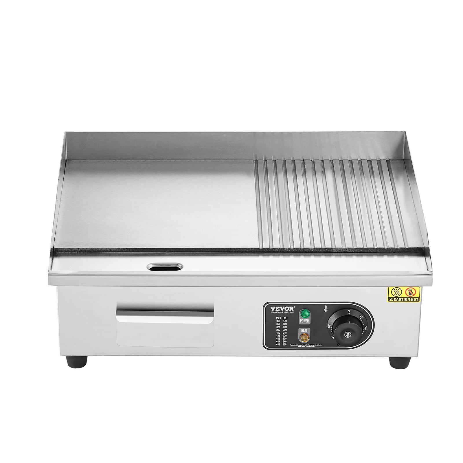 SucceBuy Commercial Electric Griddle Countertop Grill 122℉-572℉ Adjustable Temp Stainless Steel Griddle Grill (No Plug) for Home
