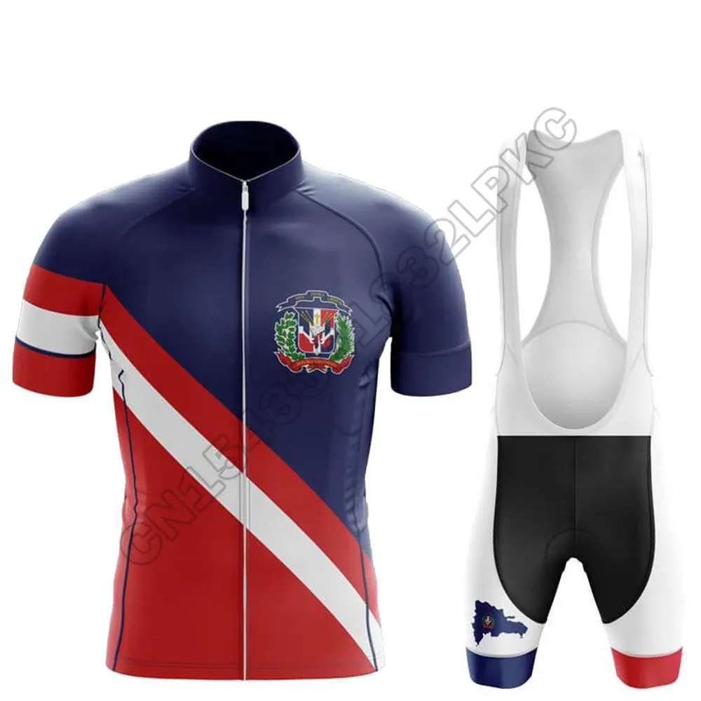 Dominican Republic Men's Summer Short Sleeves Cycling Jersey Set MTB Bike Uniform Triathlon Breathable Ropa Ciclismo Verano