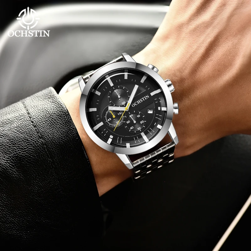 OCHSTIN Originale Series Stainless Steel Quartz Watch Business Light Luxury Life Waterproof Multi-functional Mens Quartz Watch