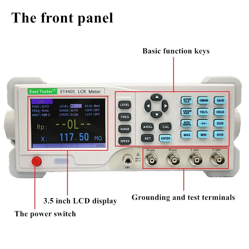 East Tester LCR Meter 10Hz~100kHz Brandwidth DC Resistance Electrolytic Capacitance Tools LCR Digital Bridge Basic Accuracy 0.1% 3