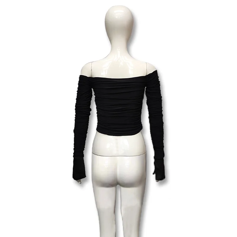 Women's Off-Shoulder Flare-Sleeve Crop Top