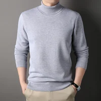 Mens Winter Sweater Thick Warm Knitwear Man Classic Solid Bottom Shirts Men's Pullover White Black Red Fleeced Clothes 2