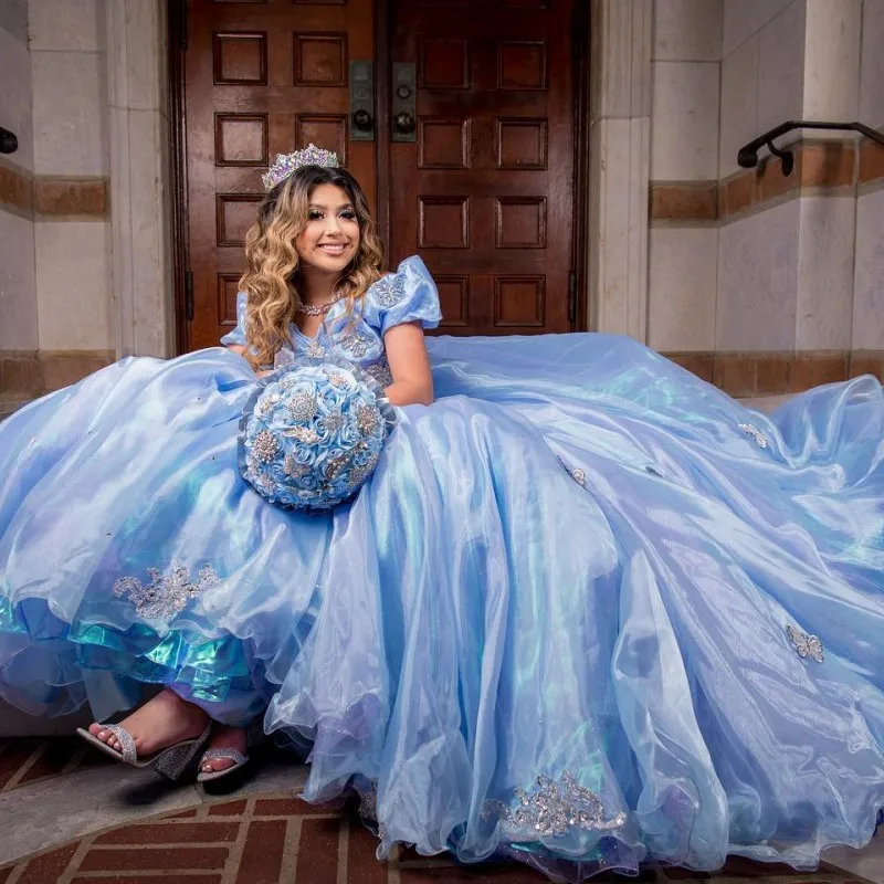 

Doymeny Beads Butterfly Quinceanera Dress Off Shoulder Sleeveless For 15 Girls Ball Gown Formal Vestido Prom Dresses