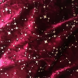 Gold Velvet Diamond Star Bronzing Fabric - 113g (Burgundy)