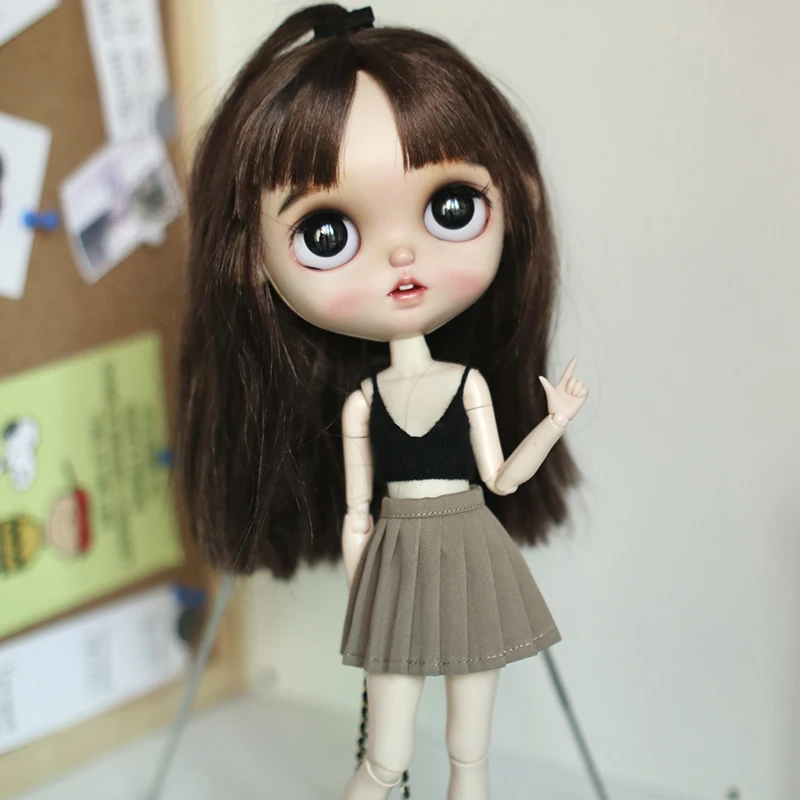 

1Pcs Blyth Clothes Fashion Knitted Vest Camisole Top and Pleated Skirt for Blythe,Azone,Licca,Pullip,OB24 1/6 Dolls Accessories