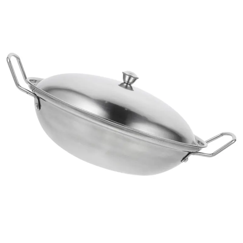 Description Picture 2 of itemFrying Pan with Lid Wok Pot Stove Hot Household Stainless Steel Cookware Cooking