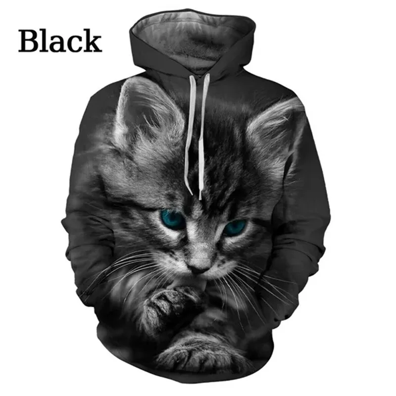 Sudadera con capucha con estampado 3D de lindos gatos para hombres y mujeres, sudaderas con capucha divertidas con gatos, sudaderas casuales, ropa de calle