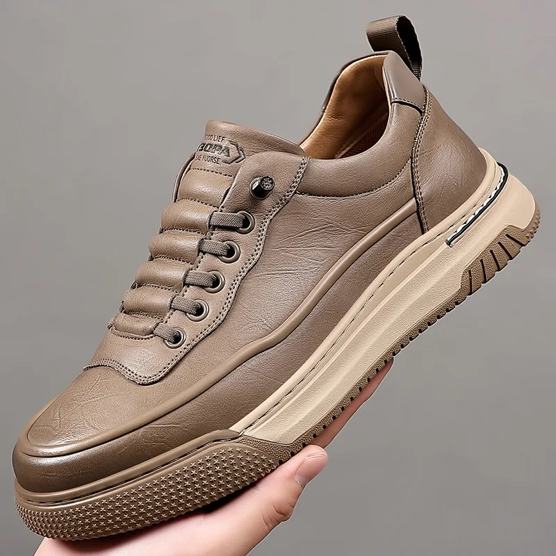 Cow Leather Men's Board Shoes Designer Soft-soled Casual Platform Sneakers Men Spring Autumn Sports Zapatos De Hombre