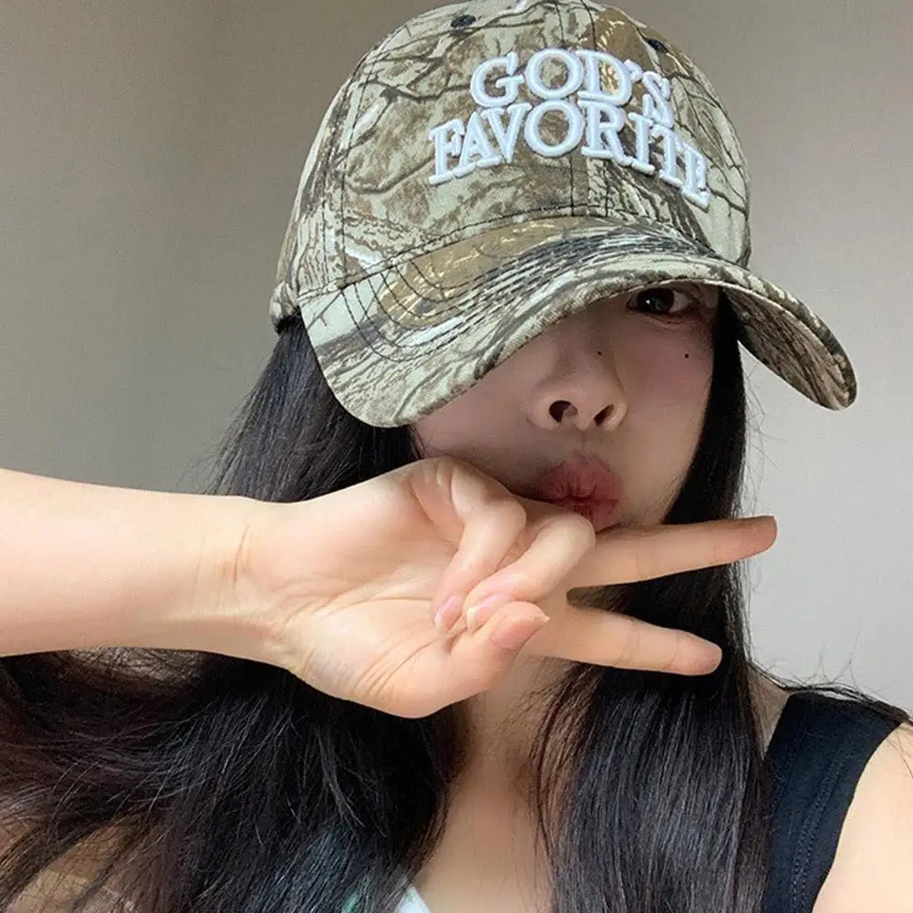 레트로 편지 자수 야구 모자 위장 정글 전술 대형 둘레 차양 모자 여성 조정 가능한 바이저 모자