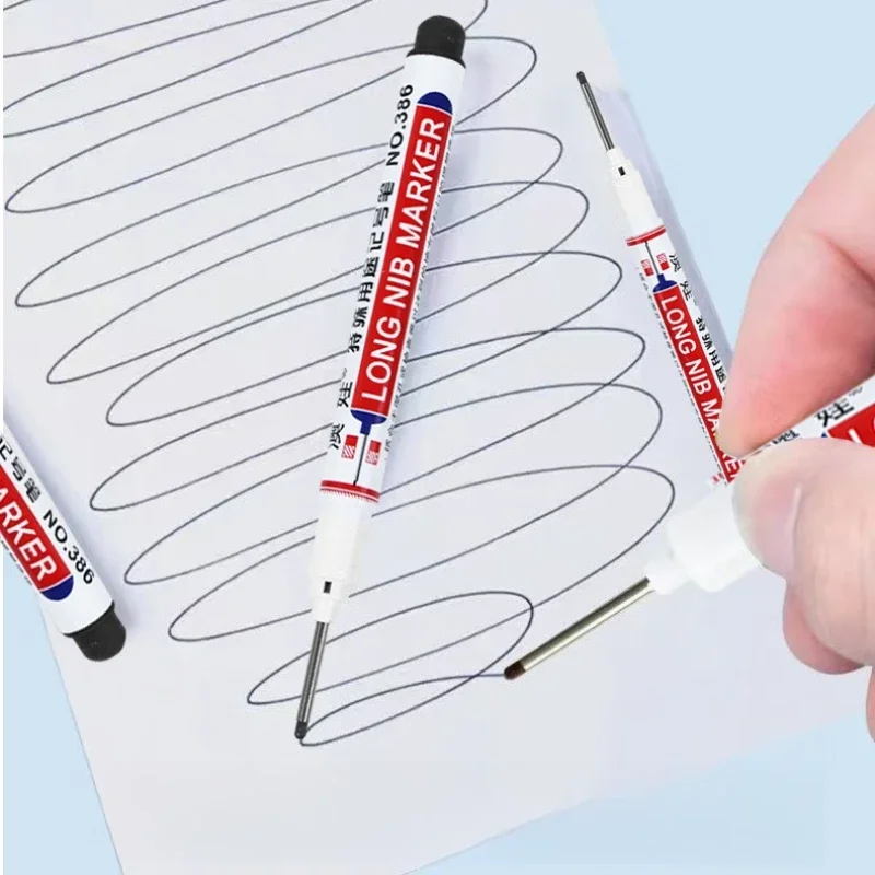Long Needle Waterproof Oil Marker Pen for Various Surfaces - Red & Blue