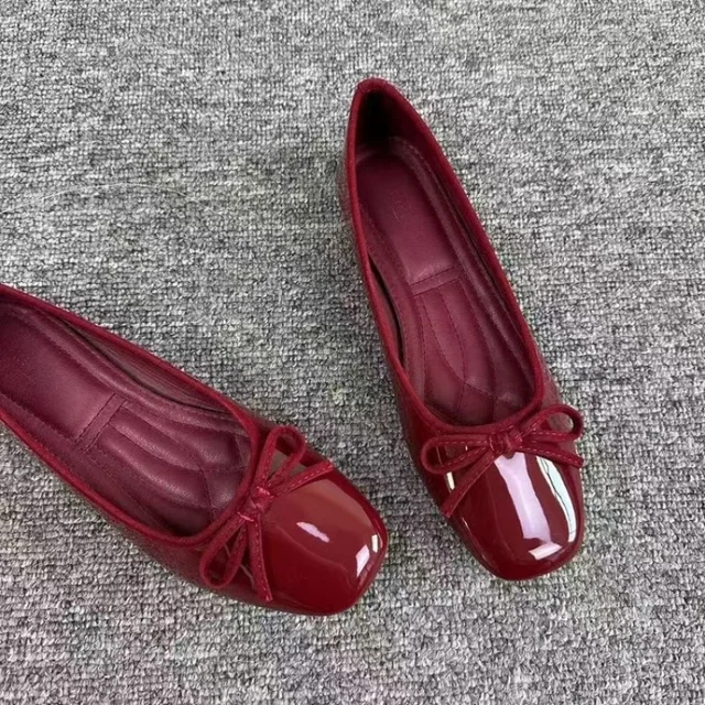 أحذية نسائية مسطحة بمقدمة مربعة وفيونكة، أحذية فرنسية الطراز بنعل ناعم، أحذية سهلة الارتداء للارتداء اليومي والمكتب والقيادة 2