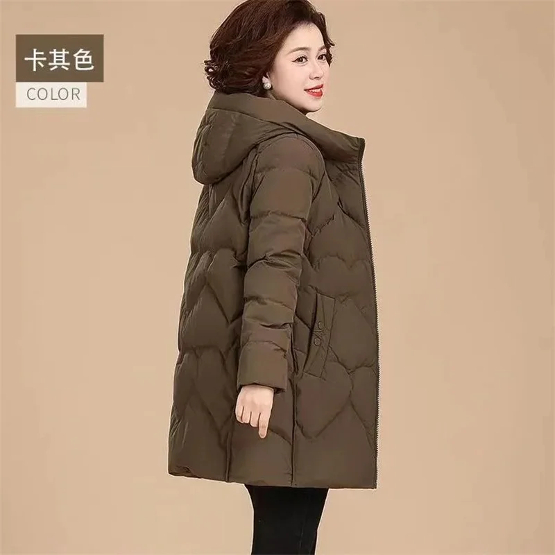 Mother's Down Cotton Jacket Long 2024 New Female's Down Cotton Jacket Middle-Aged And Elderly Women's Winter Warm Outwear Female