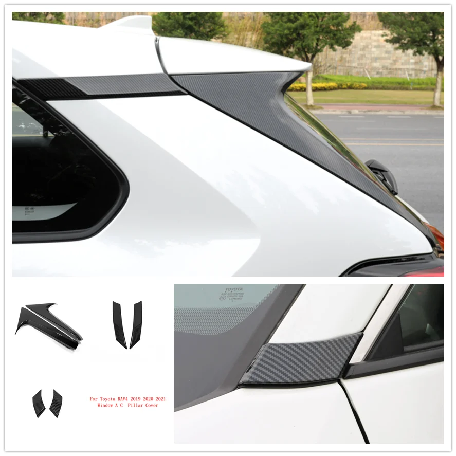 

Для Toyota RAV4 RAV 4 2019-2021 углеродное волокно окно A C стойка крышка молдинг отделка Декоративная наклейка внешние автомобильные аксессуары