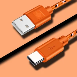 Durable Multi - Color Nylon Braided USB - C Fast Charge Cable with High - Speed Data Transfer - Available in Various Lengths - 3m (Orange)