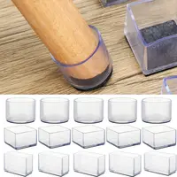 4Pcs Rubber Square Rectangle Floor Protector Pads Chair Leg Caps Table Foot Dust Cover Socks Pipe Plugs Furniture Leveling Feet