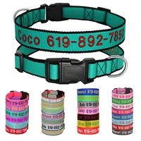 Adjustable Nylon Embroidered Dog Collar Custom ID Name Accessories Pet Collars For Small Medium Large Dogs Pets Supplies Perro 1