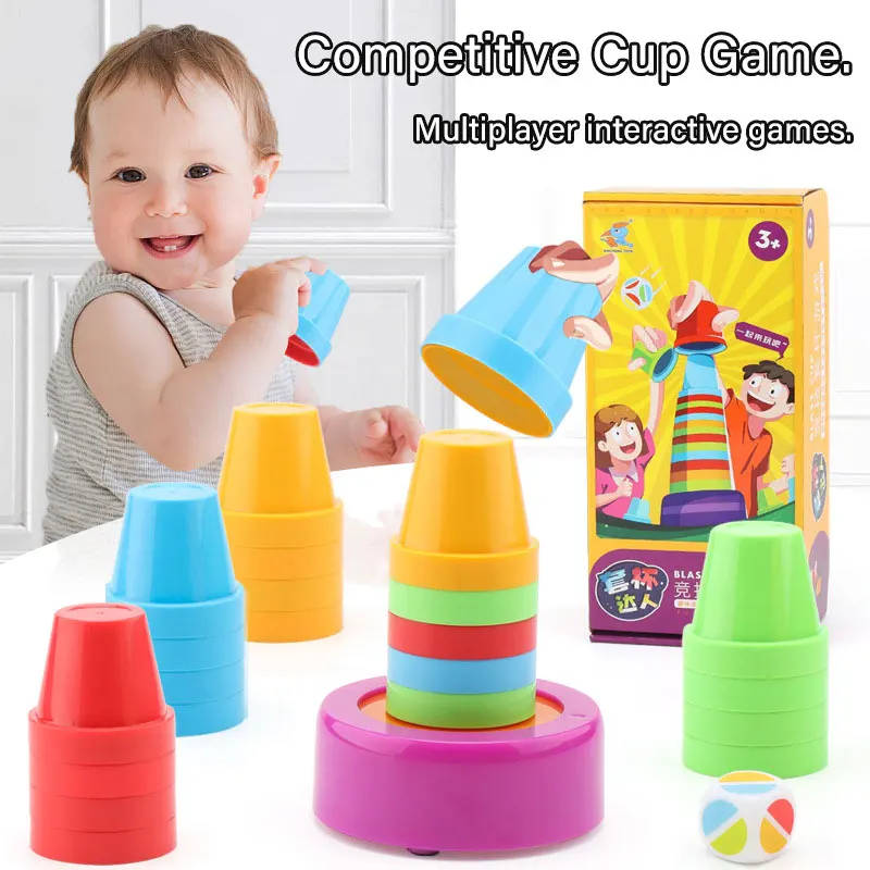 Montessori Color Matching Stacking Cup Kids Toys Sensory Play Logical Thinking Training Board Game Educational Toys For Children 2