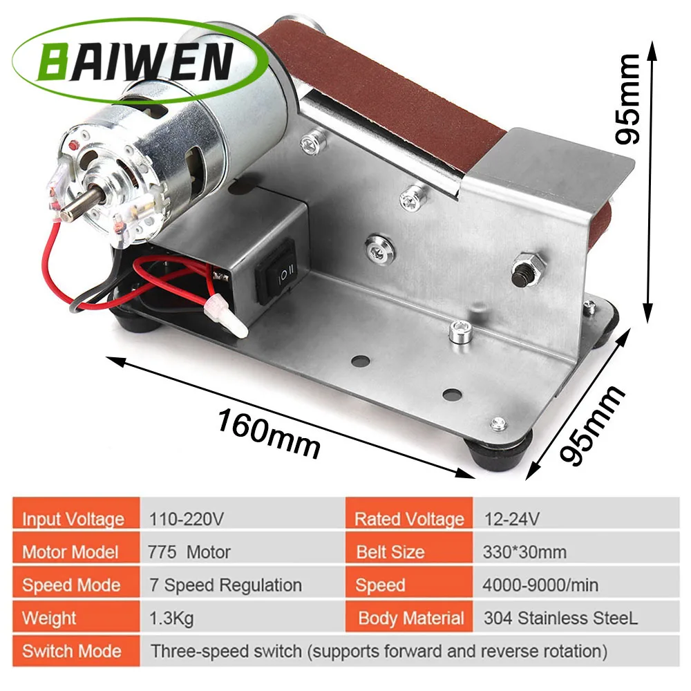 NunDunco Mini Belt Sander - 15 Degree Knife Sharpener Electric Bench  Grinder Sanding Machine, 7 Adjustable Speed Table Top Polisher for DIY