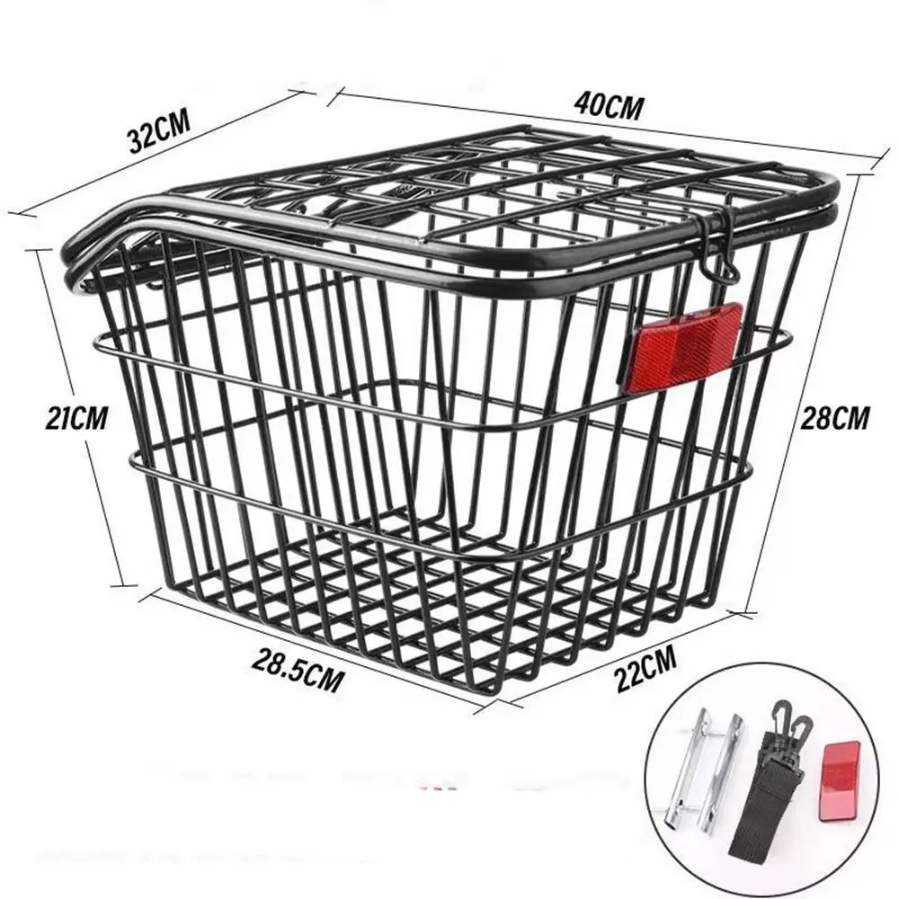 설치가 간편한 자전거 뒷바구니, 고정형 내구성 조절 가능 자전거 뒷바구니, 블랙/실버 메탈 산악 자전거 바구니