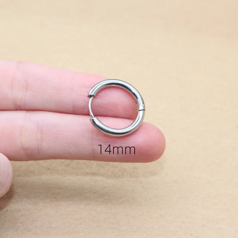 1 Paar Männer und Frauen dick 2,5mm Edelstahl kurzen Kreis 8mm 16mm 20mm Creolen keine verblassen Allergie frei – Detail 10