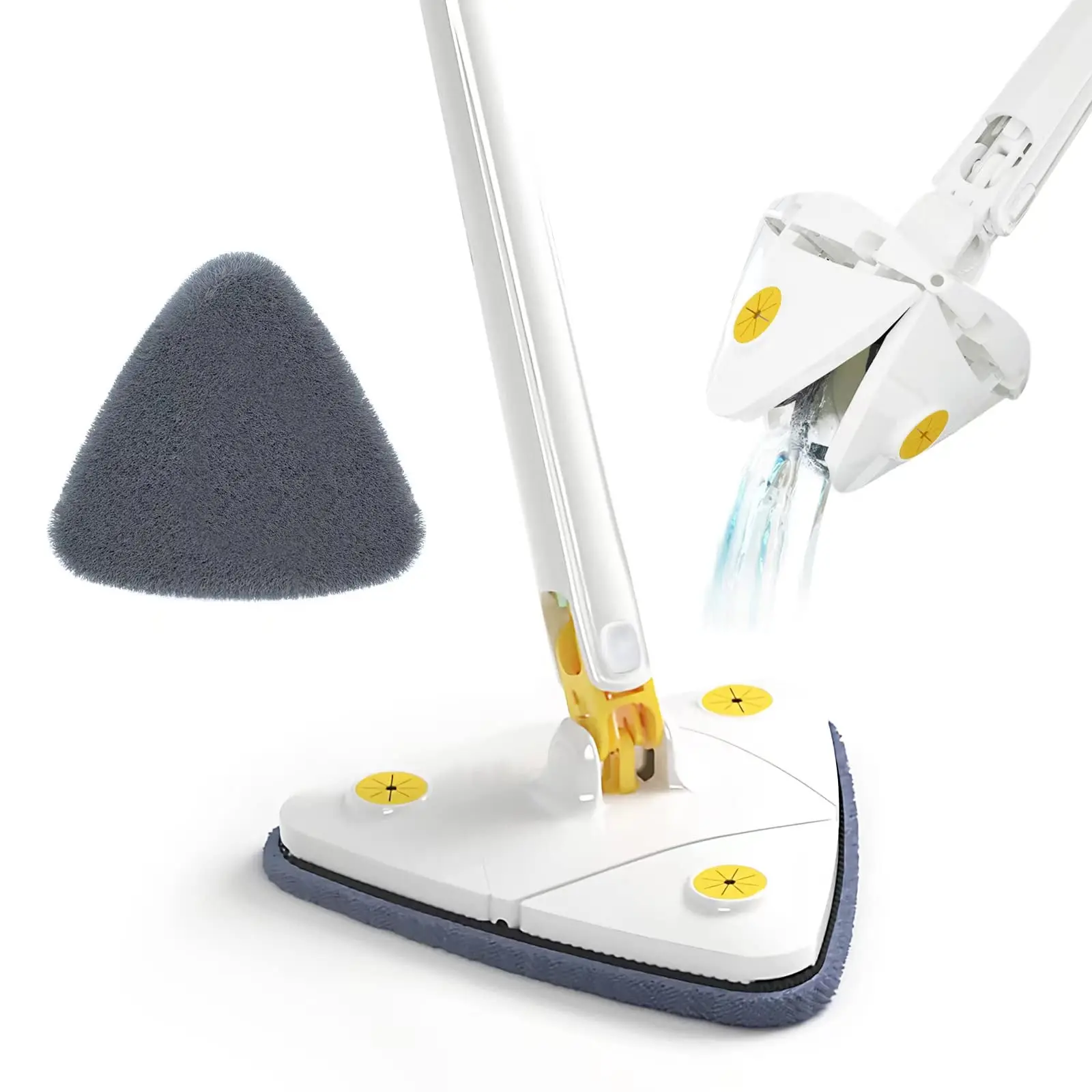 Triangle Mop UNTIOR Telescopic Triangle Mop 360&deg; Rotatable Spin Cleaning Mop Squeeze Wet and Dry Use Water Absorption Home Floor Tools