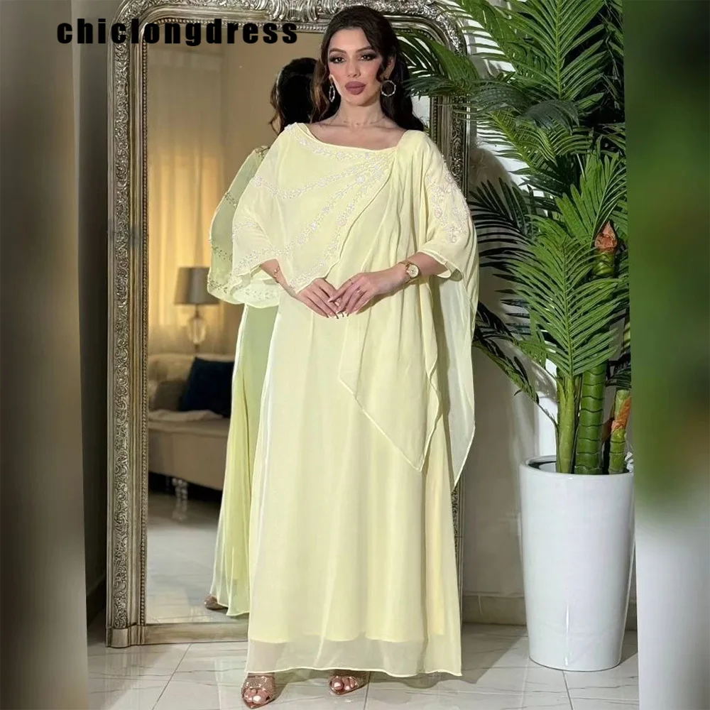 

Spring Summer Elegant Diamond Robe Abaya Dress Muslim Women Fashion Luxury Diamond Long Chiffon Dress Women