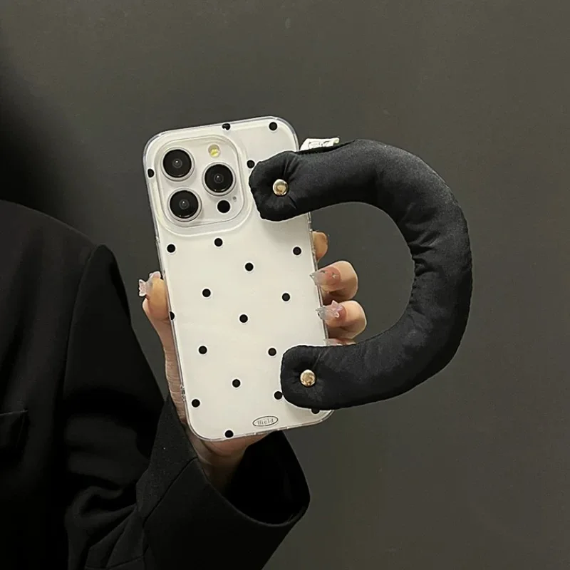 Candy Handle Bag Point White Double Acrylic Hard Phone Case