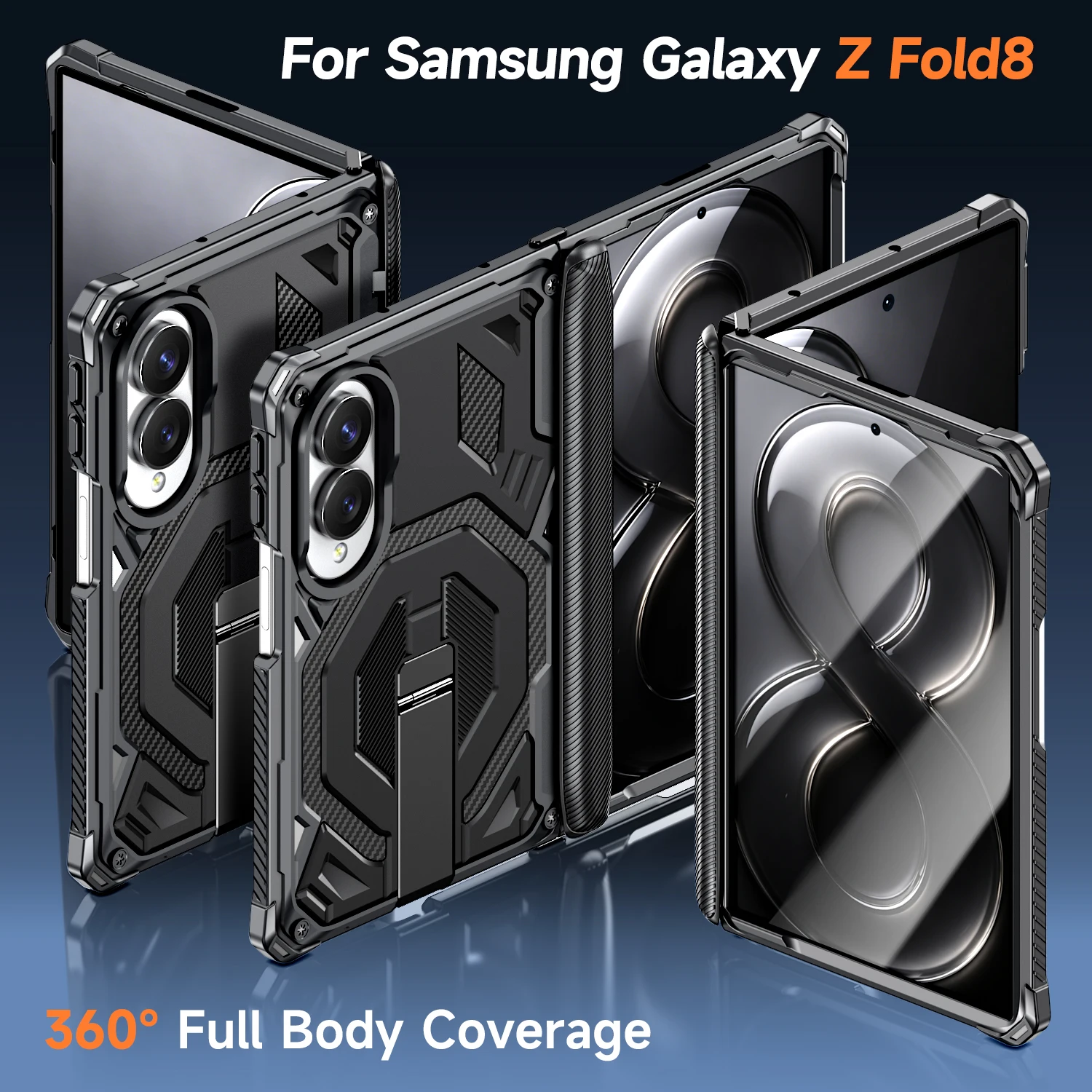 Magnetic Rugged Shockproof Stand Case with Hinge Protection - Military-Grade