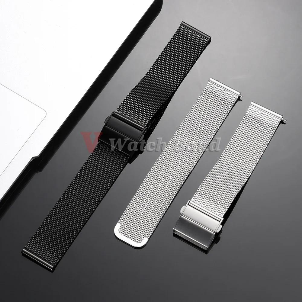 Elegant Milanese Mesh Loop Stainless Steel Watch Strap with Quick Release