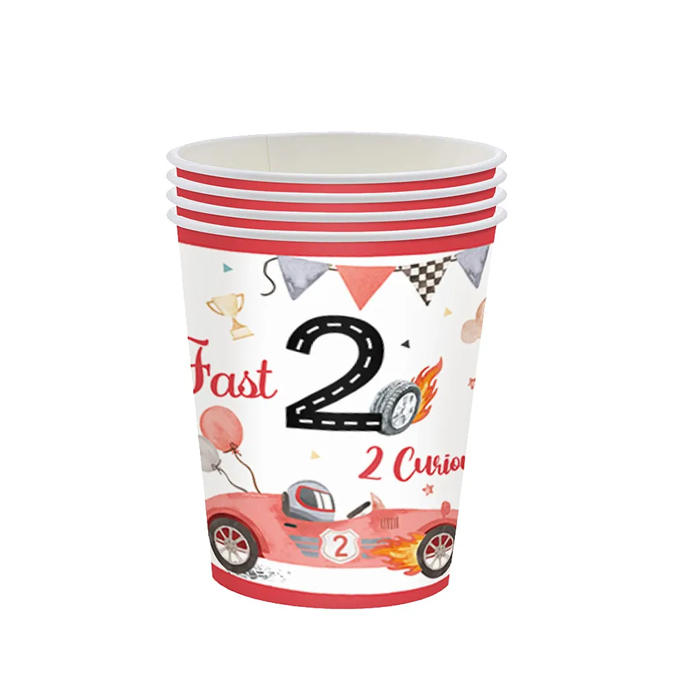 Car Theme Disposable Paper Cups - Cartoon Truck Racing Birthday Party Decorations, 10/30 Pack