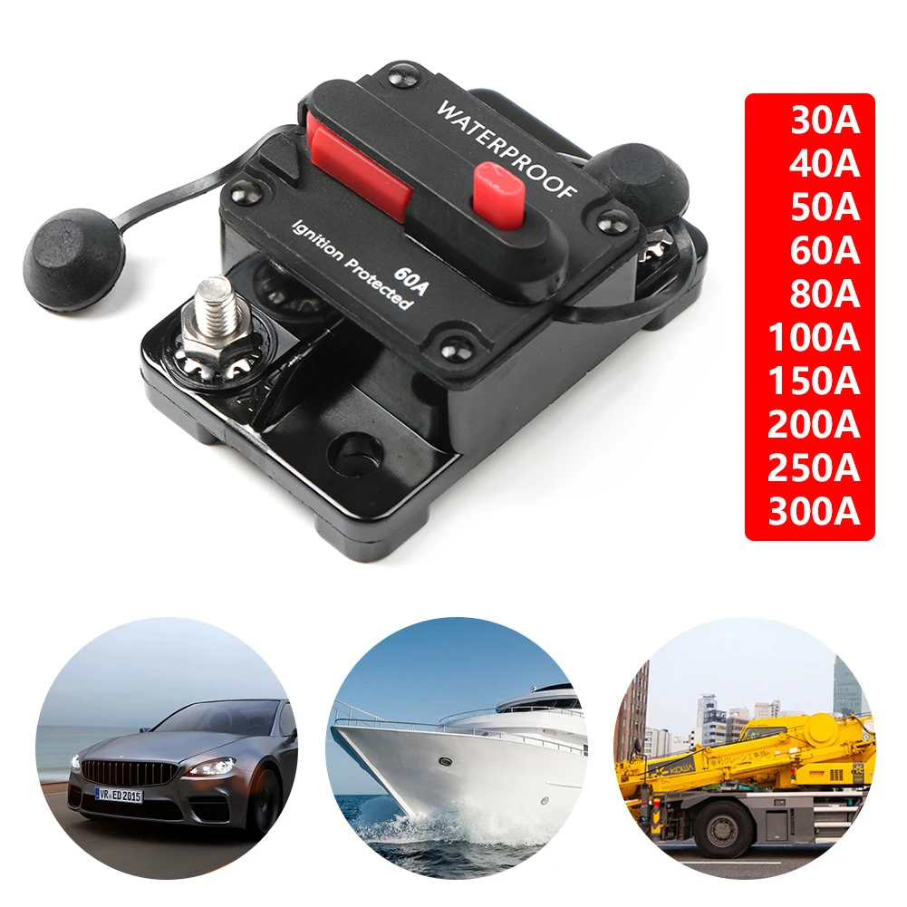 DaierTek 20A-300A Leistungsschalter 12V Trolling mit manuellem Reset Boot Manueller Stromschutz für Audiosicherung Auto 48VDC Wasserdicht – Detail 23