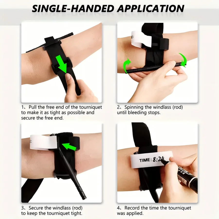 Tactical Emergency Tourniquet Aluminum Rod One-Handed Operation Spinning First-Aid Supplies Rescue Life Outdoor Survival Tool