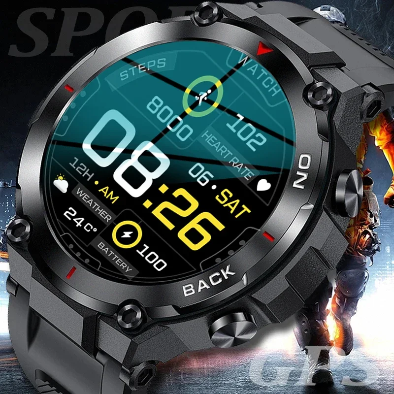 

2023NEW GPS Smart Watch Men Military 5ATM Waterproof Long Battery Life Tactical SmartWatch Blood Oxygen Watch for Samsung iPhone