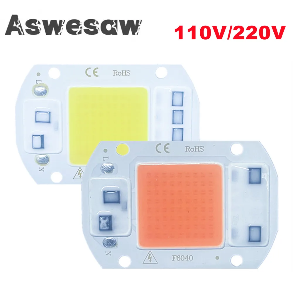 

Aswesaw LED Grow COB Chip Phyto Lamp Full Spectrum AC220V/110V 20W 30W 50W For Indoor Plant Seedling Grow and Flower Growth